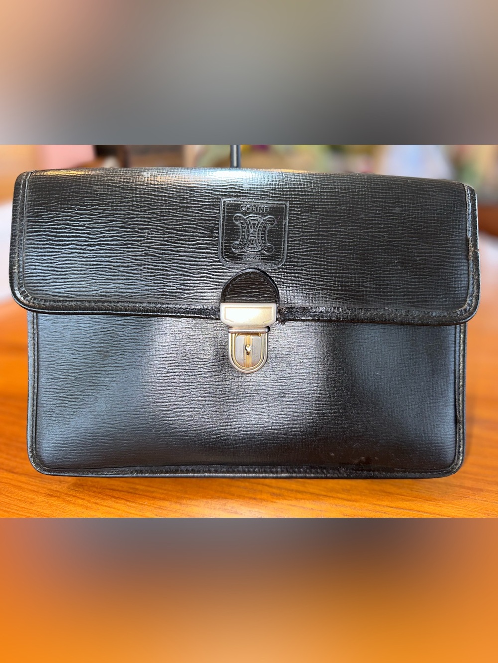 Céline Paris | Black Leather Triomphe Clutch Wristlet | Collector | Vintage - Picture 14 of 15